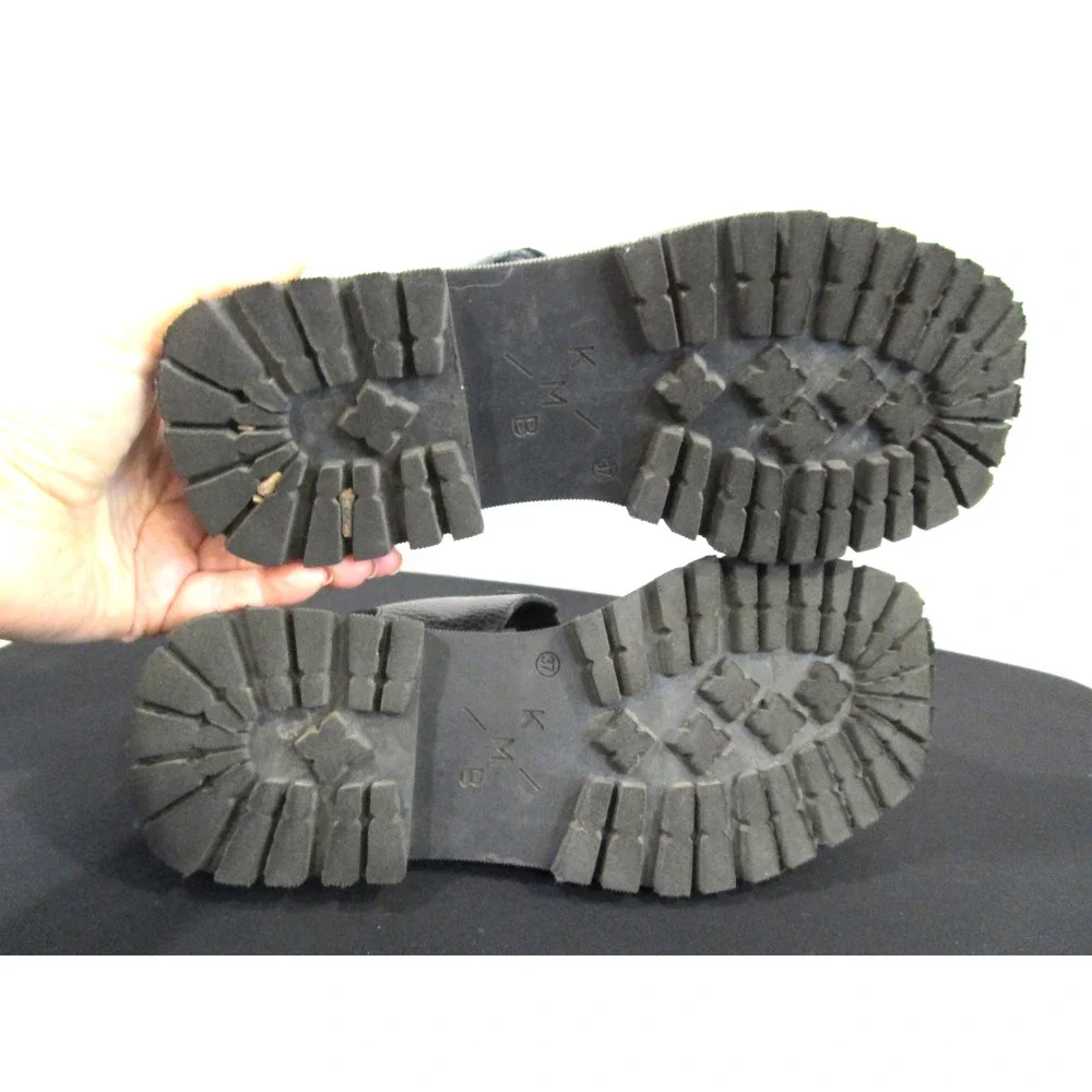 KMB Anthropologie Black Leather Chunky Platform Sandals Women 7US/37EU
